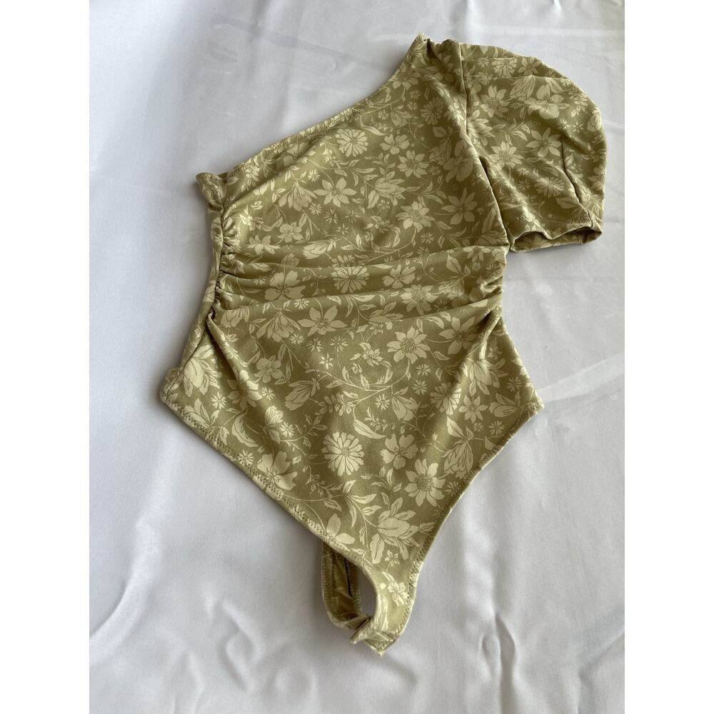 Free People Something Bout You Floral Print Bodysuit In Pale Yellow Tan Size XS - Picture 5 of 14